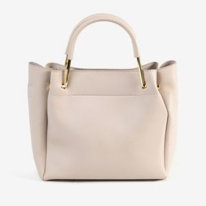 Noir Luxe Small Classic Handbag - Bone